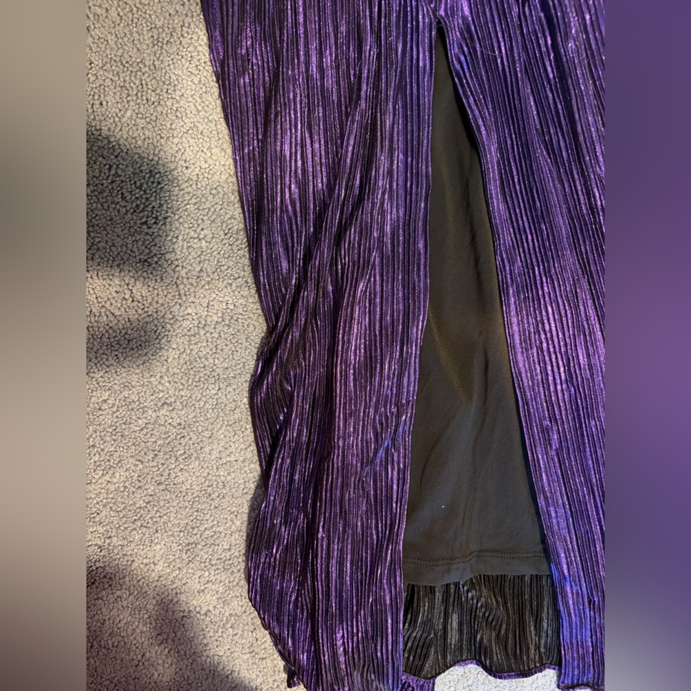 NWT Dress The Population Holly Deep Plum Metallic Pleated Sz S Midi Formal Gaka - Picture 8 of 14